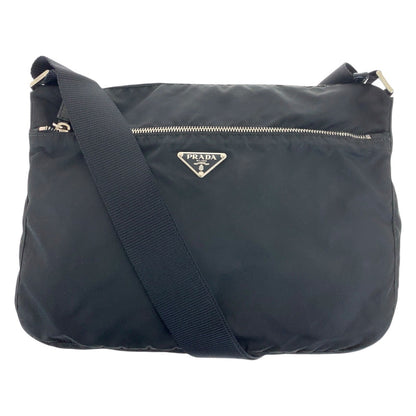 PRADA Shoulder Bag Nylon Black SilverMetal Test Triangle With logo