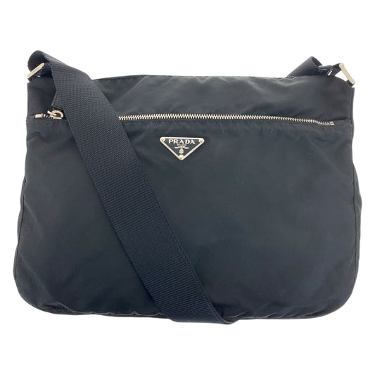 PRADA Shoulder Bag Nylon Black SilverMetal Test Triangle With logo