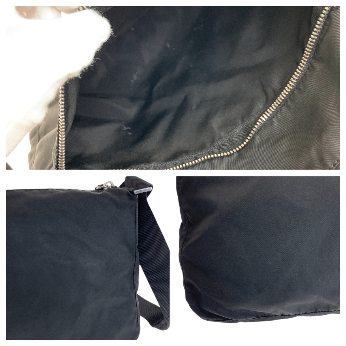 PRADA Shoulder Bag Nylon Black SilverMetal Test Triangle With logo