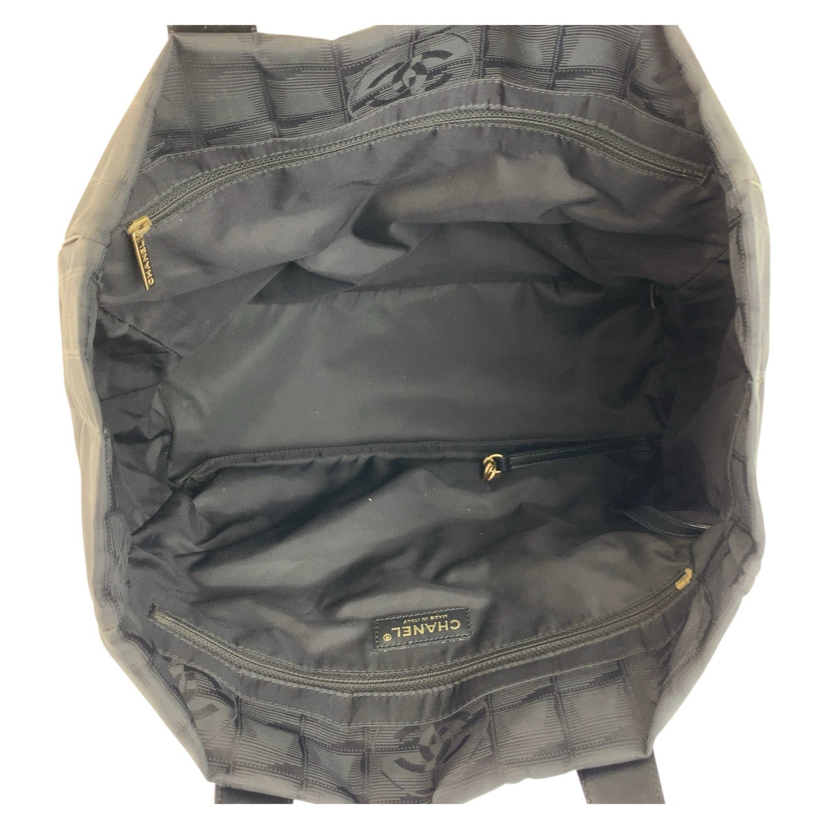 CHANEL Tote Bag Nylon Black GoldMetal New travel line Tote MM