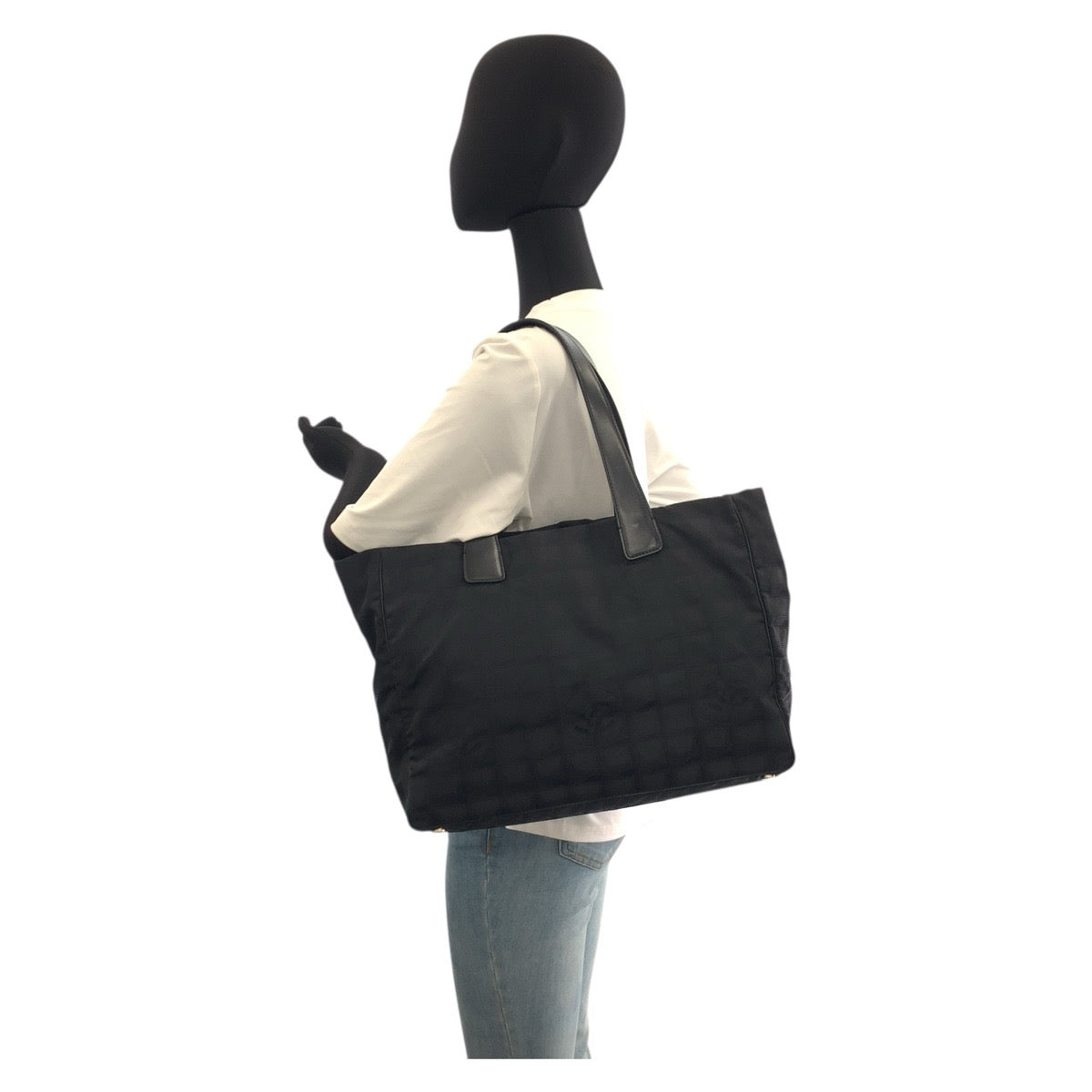 CHANEL Tote Bag Nylon Black GoldMetal New travel line Tote MM