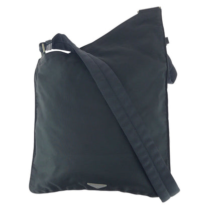PRADA Shoulder Bag Nylon Black SilverMetal Test Triangle With logo