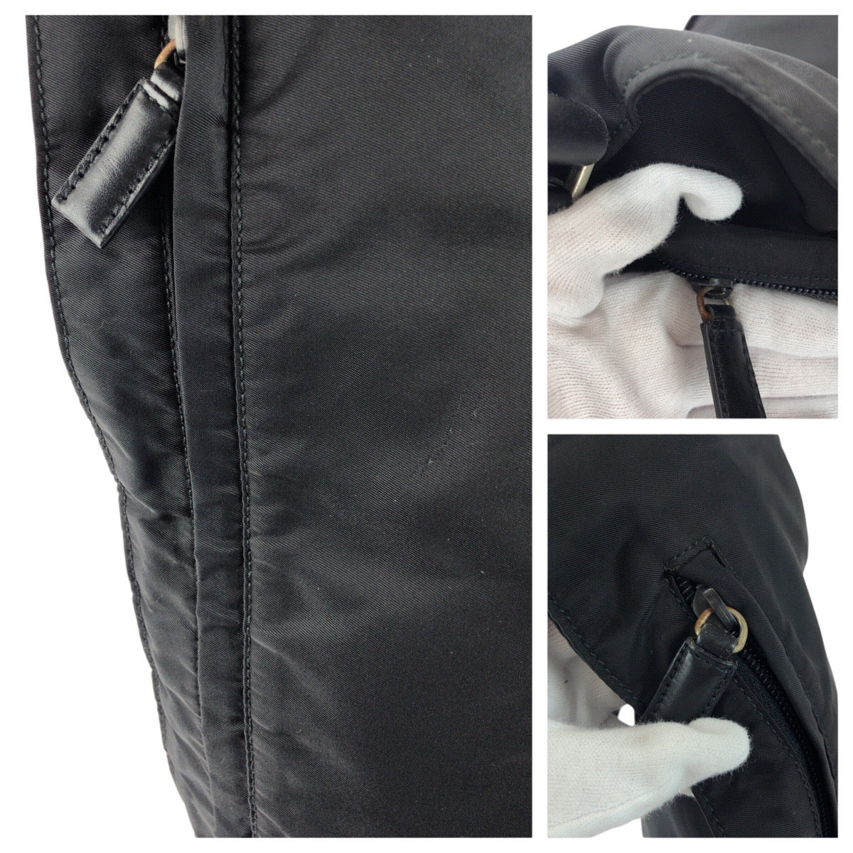 PRADA Shoulder Bag Nylon Black SilverMetal Test Triangle With logo