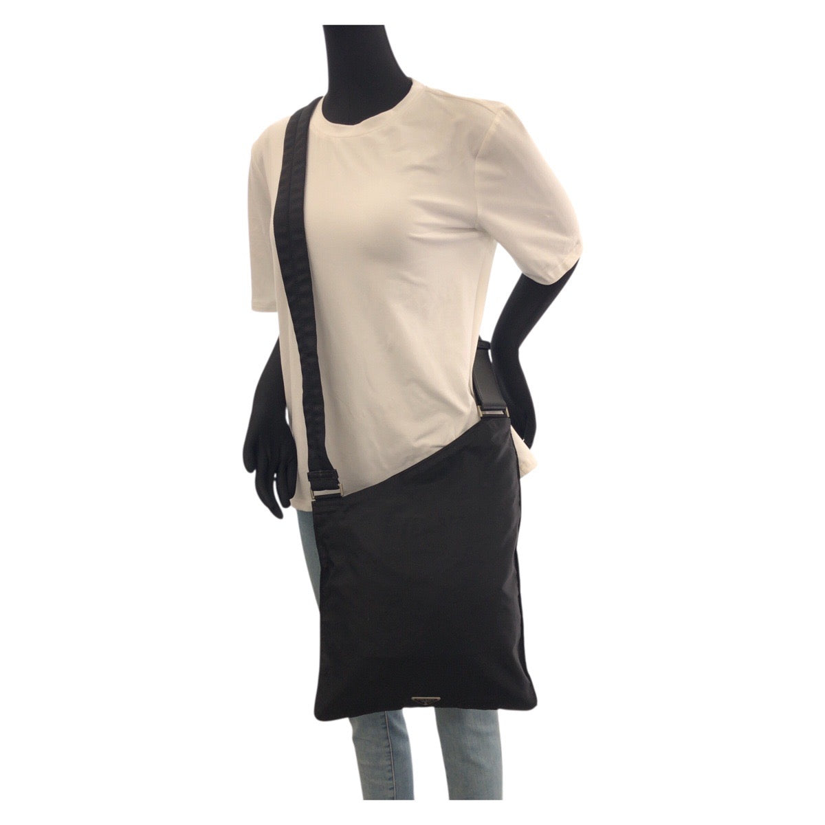 PRADA Shoulder Bag Nylon Black SilverMetal Test Triangle With logo