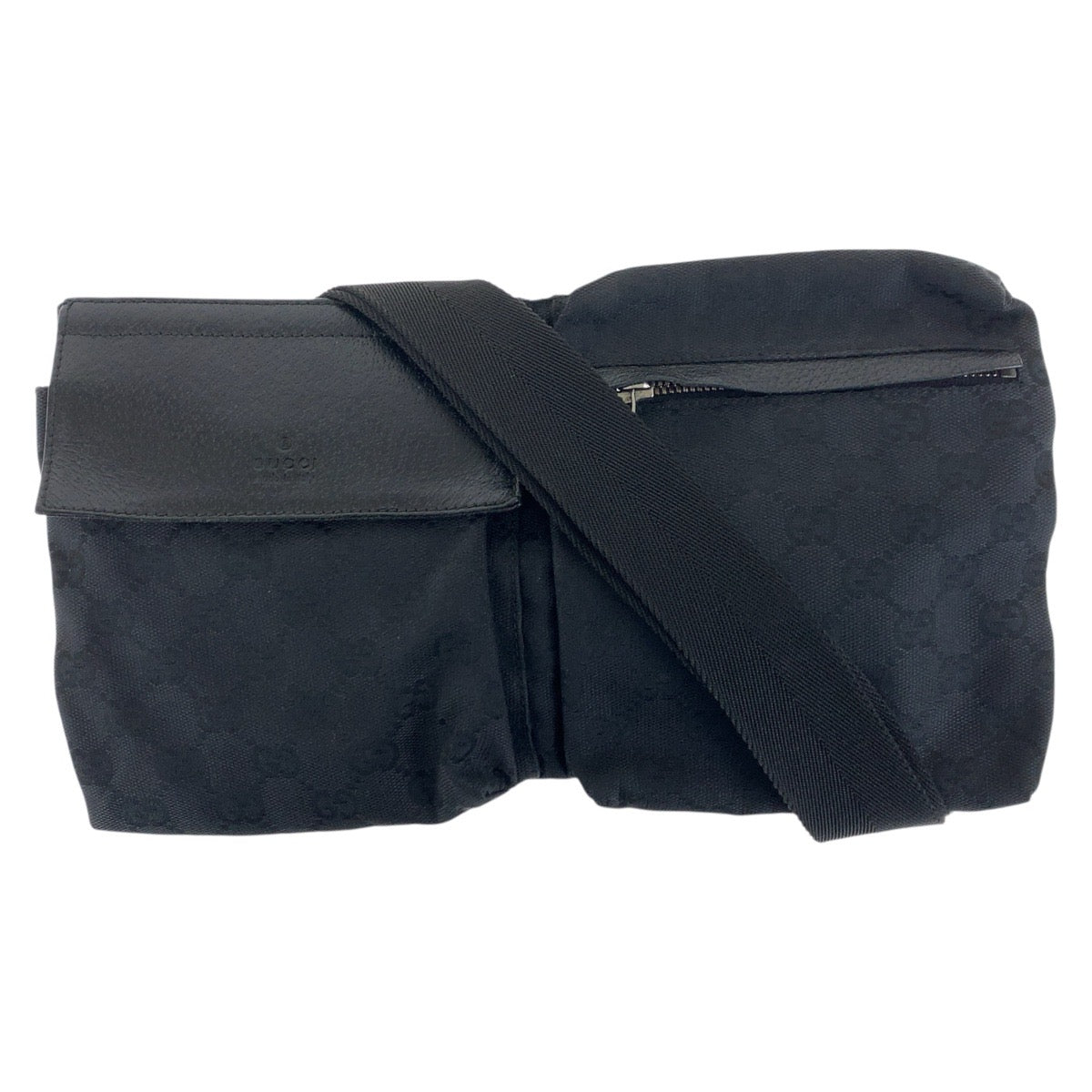 GUCCI Sling bag 28566 GG canvas Black SilverMetal