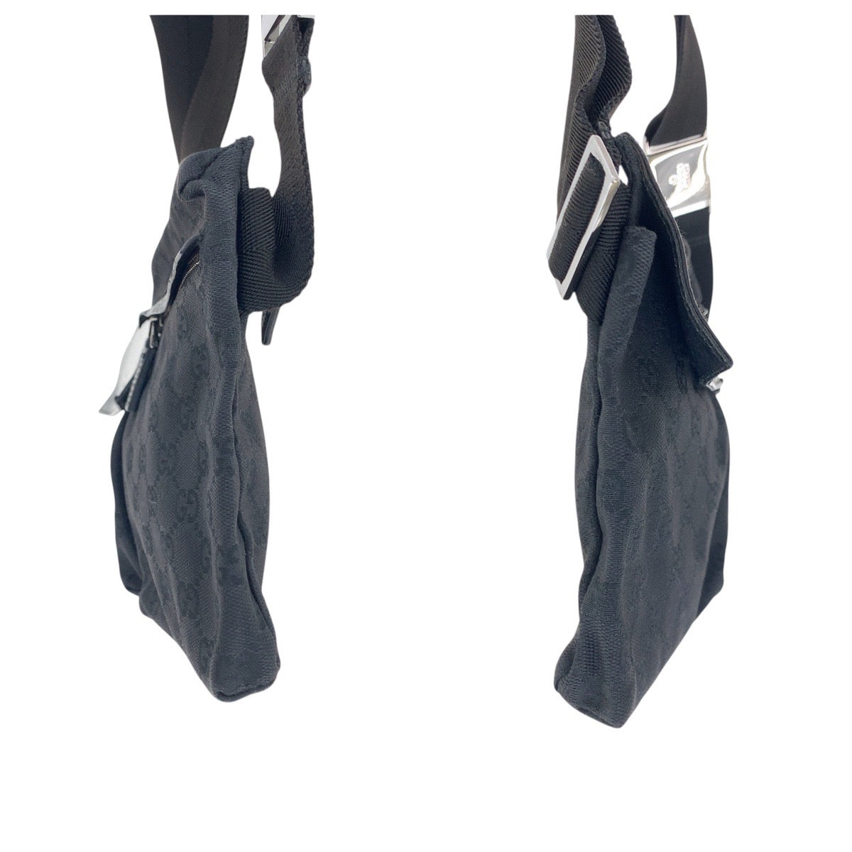 GUCCI Sling bag 28566 GG canvas Black SilverMetal