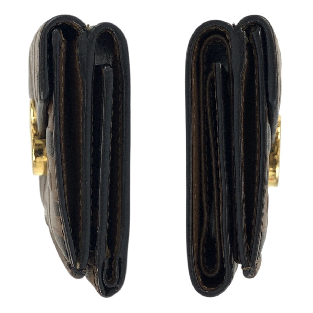 FENDI Tri-fold wallet 3M0395AAFM2098210 leather Brown Gold Metal ZUCCA F IS FENDI