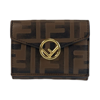 FENDI Tri-fold wallet 3M0395AAFM2098210 leather Brown Gold Metal ZUCCA F IS FENDI