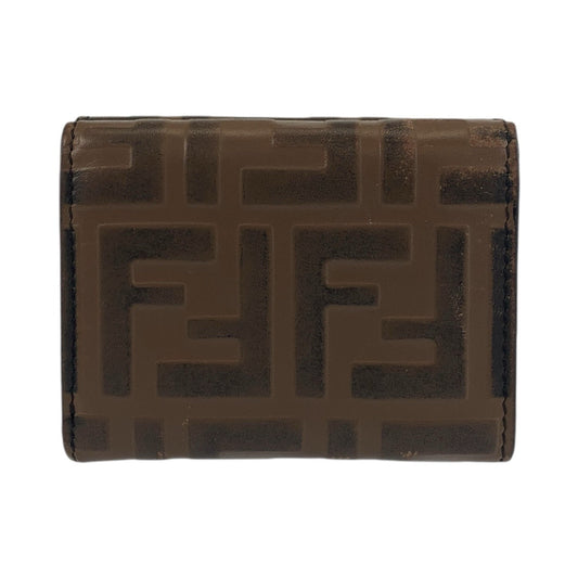 FENDI Tri-fold wallet 3M0395AAFM2098210 leather Brown Gold Metal ZUCCA F IS FENDI