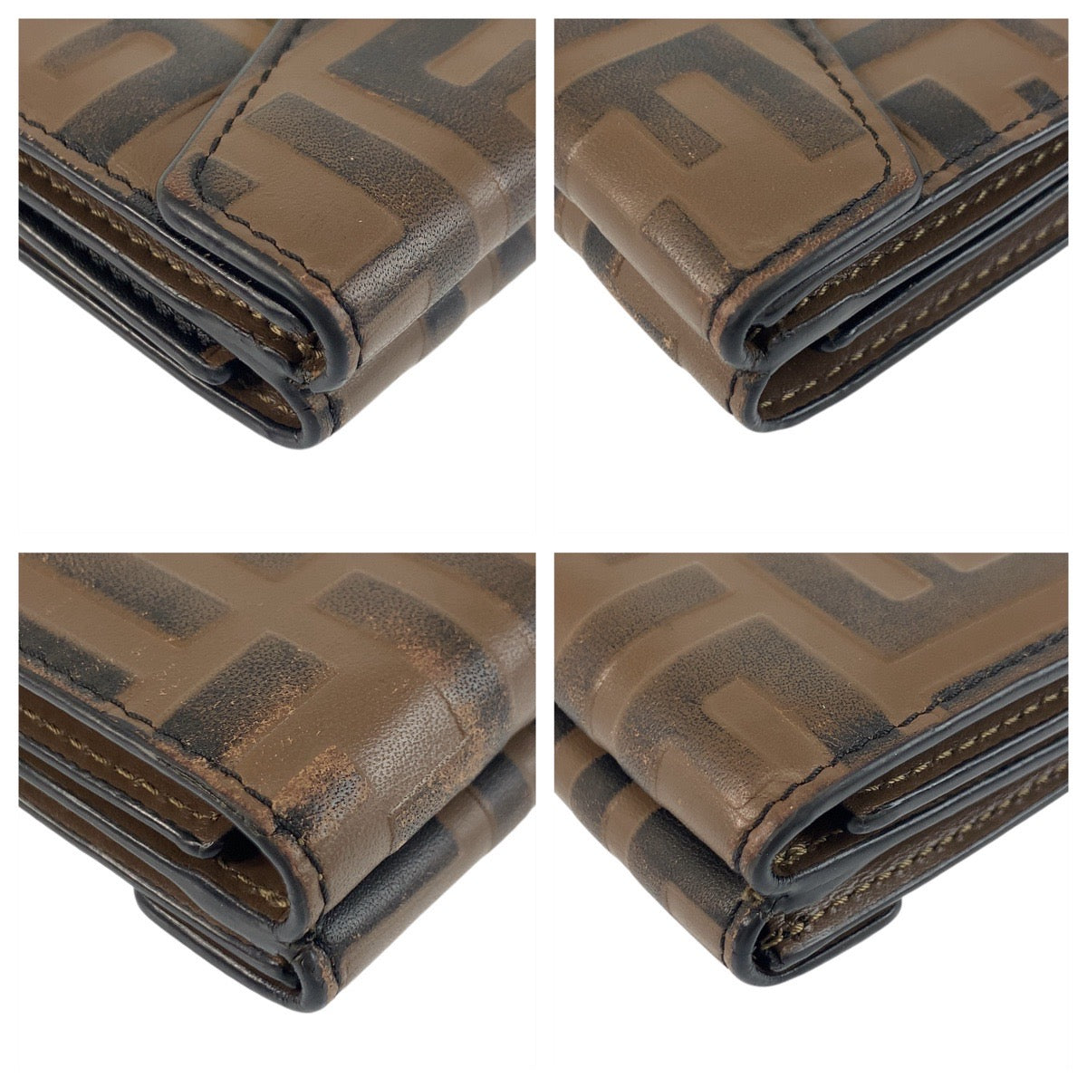 FENDI Tri-fold wallet 3M0395AAFM2098210 leather Brown Gold Metal ZUCCA F IS FENDI