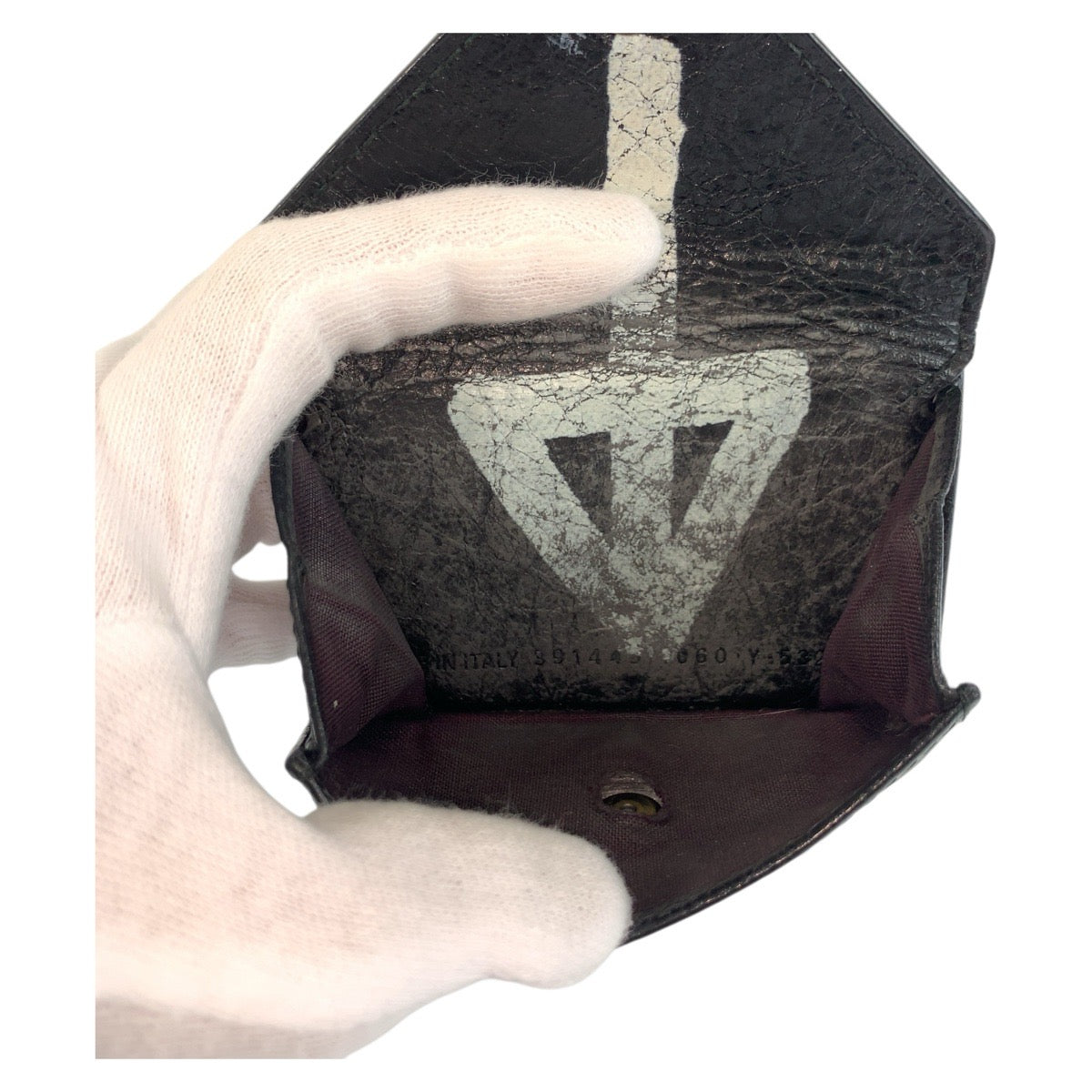 BALENCIAGA Tri-fold wallet 891445 1060 Y 532244 leather Black black Graffiti Paper mini