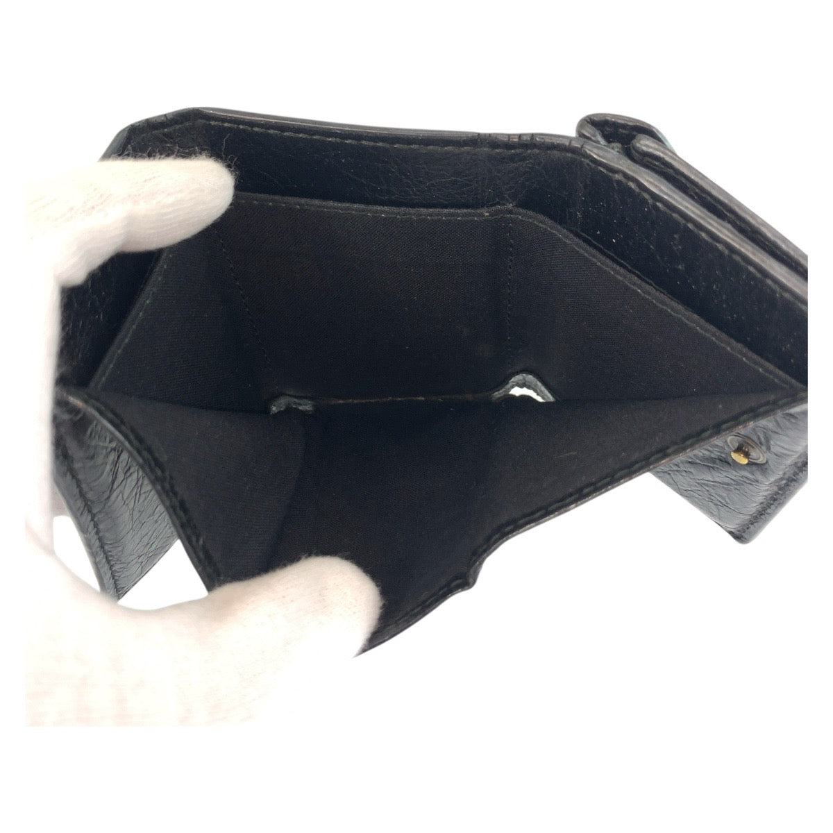 BALENCIAGA Tri-fold wallet 891445 1060 Y 532244 leather Black black Graffiti Paper mini