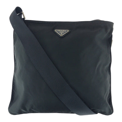 PRADA Shoulder Bag Nylon Black Silver Test Triangle With logo