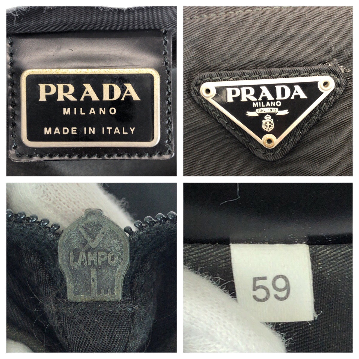PRADA Shoulder Bag Nylon Black Silver Test Triangle With logo