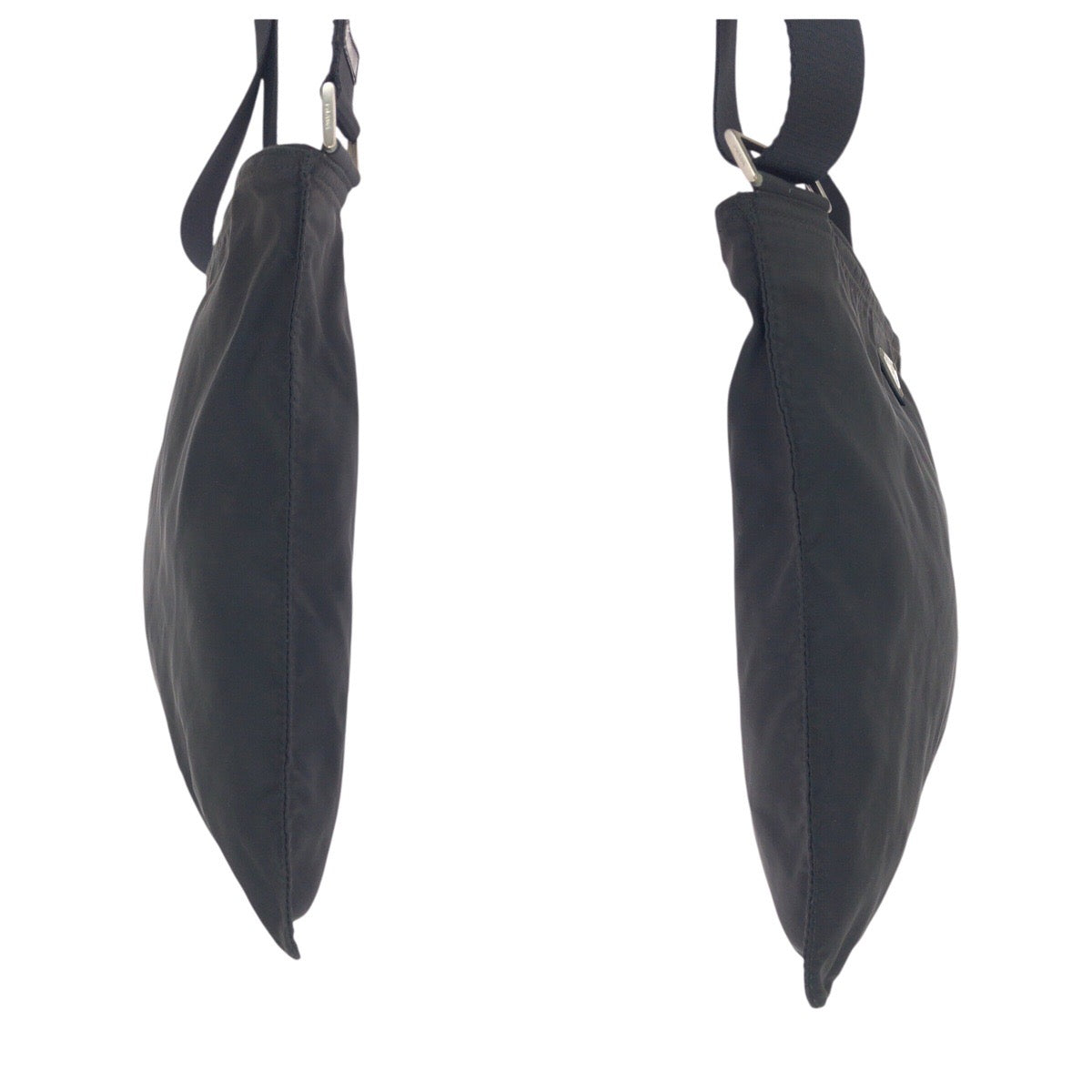 PRADA Shoulder Bag Nylon Black Silver Test Triangle With logo