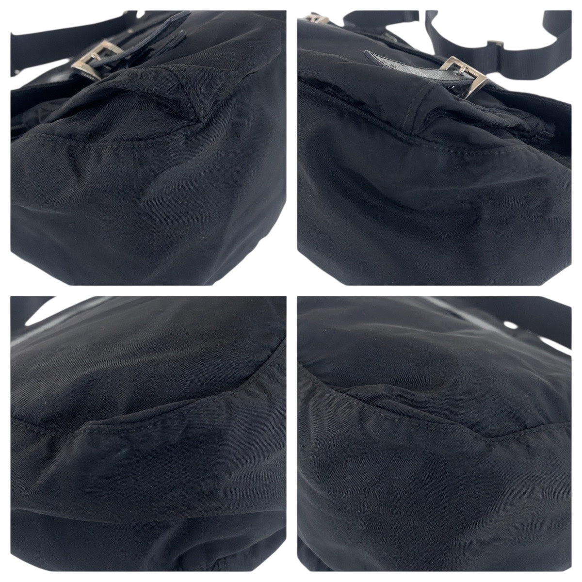 PRADA Shoulder Bag Nylon Black SilverMetal Test Triangle With logo