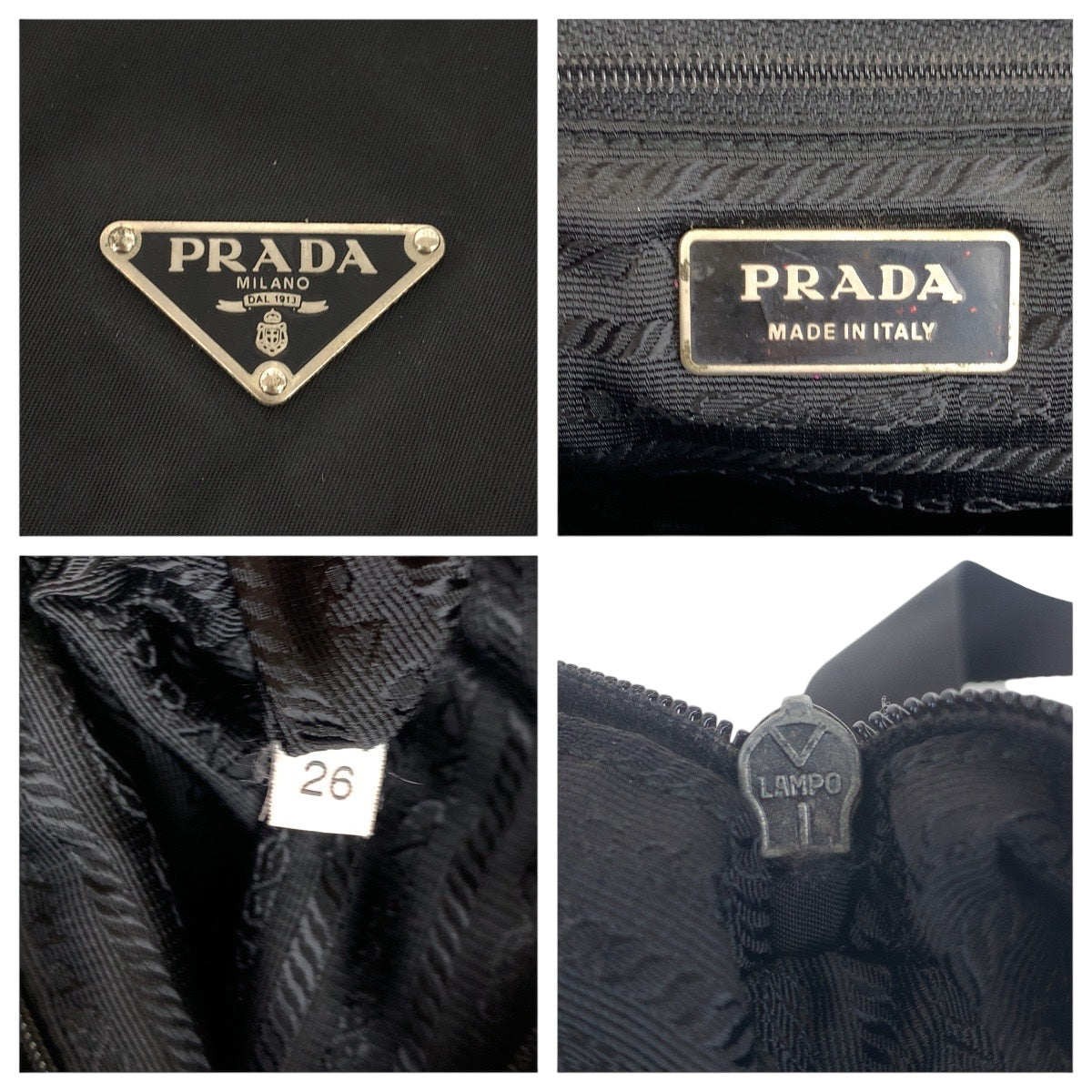 PRADA Shoulder Bag Nylon Black SilverMetal Test Triangle With logo