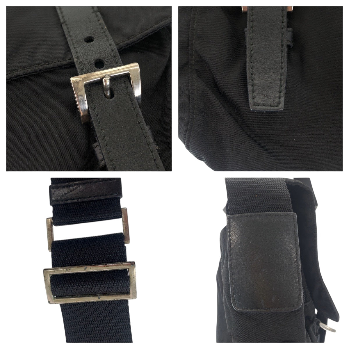 PRADA Shoulder Bag Nylon Black SilverMetal Test Triangle With logo