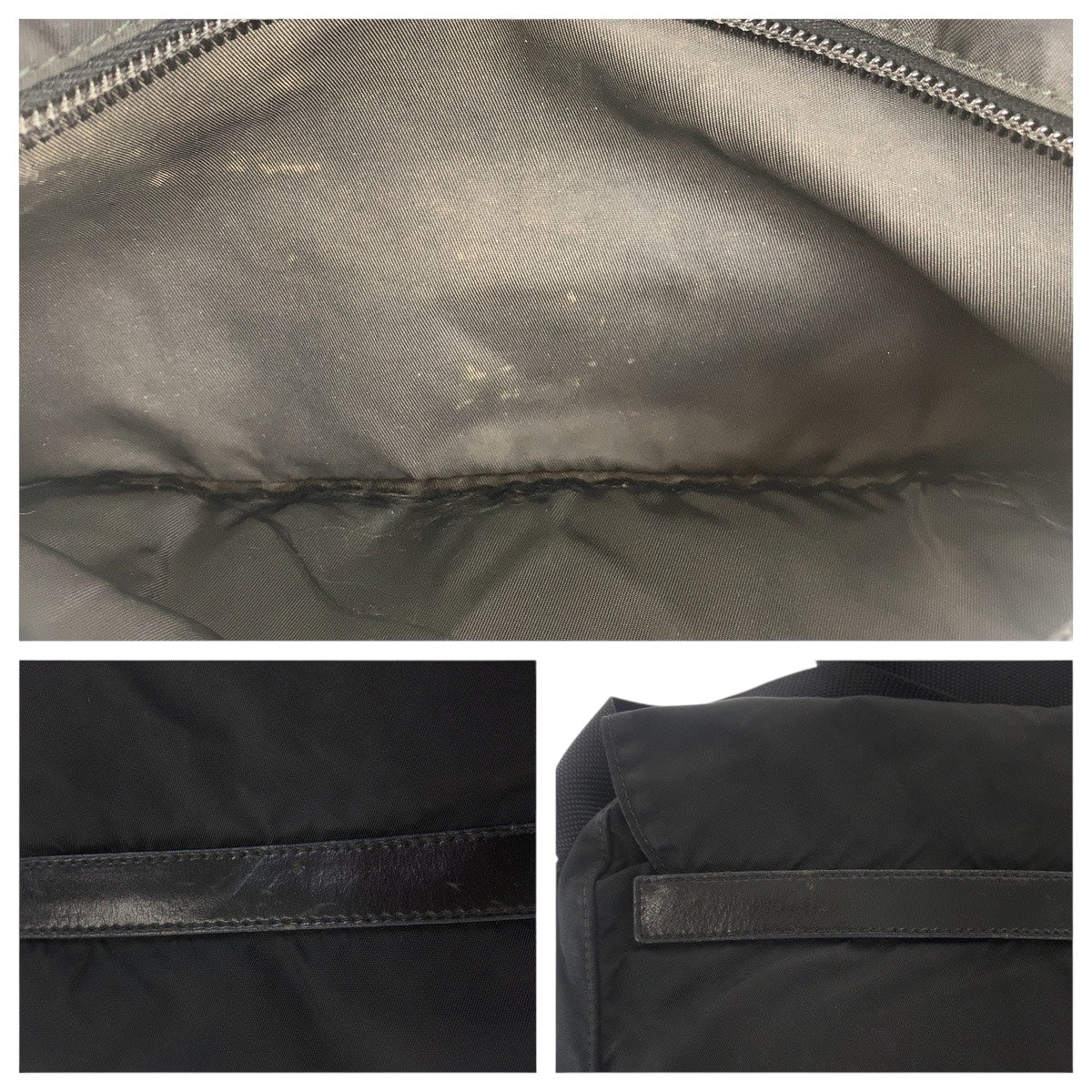 PRADA Shoulder Bag Nylon Black SilverMetal Test Triangle With logo