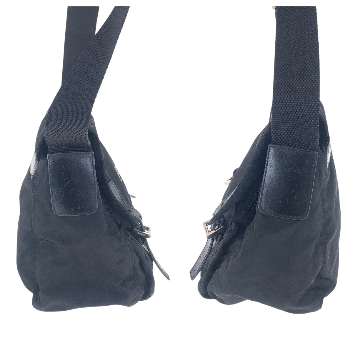 PRADA Shoulder Bag Nylon Black SilverMetal Test Triangle With logo