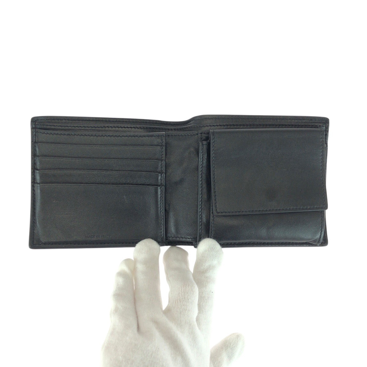 CELINE Bifold Wallet leather Black SilverMetal