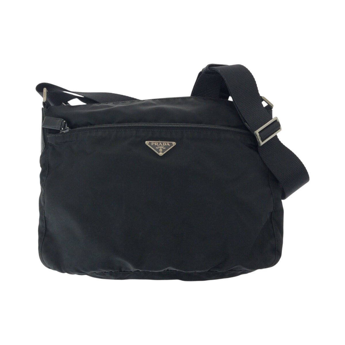 PRADA Shoulder Bag Nylon Black SilverMetal Test Triangle With logo