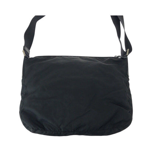 PRADA Shoulder Bag Nylon Black SilverMetal Test Triangle With logo