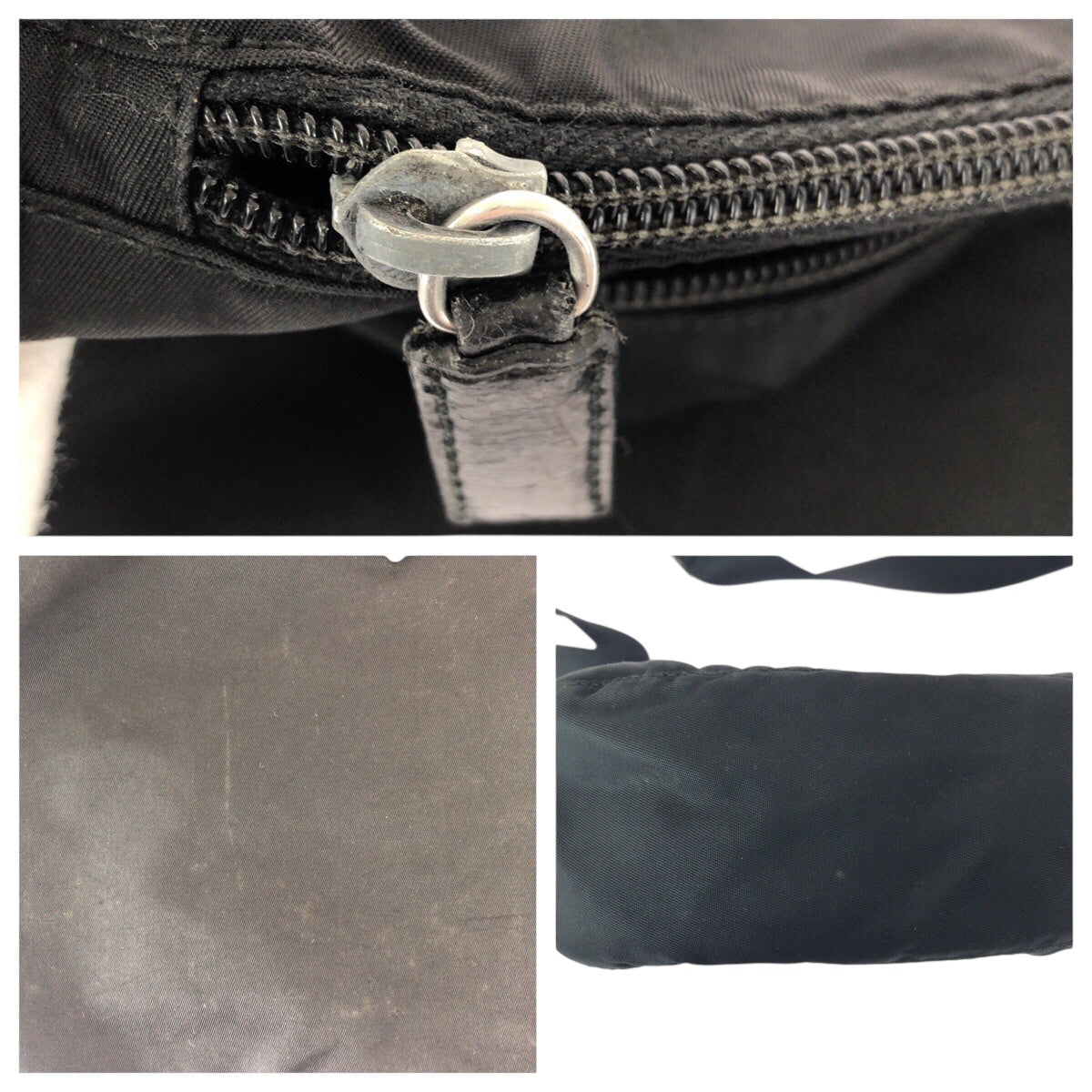 PRADA Shoulder Bag Nylon Black SilverMetal Test Triangle With logo