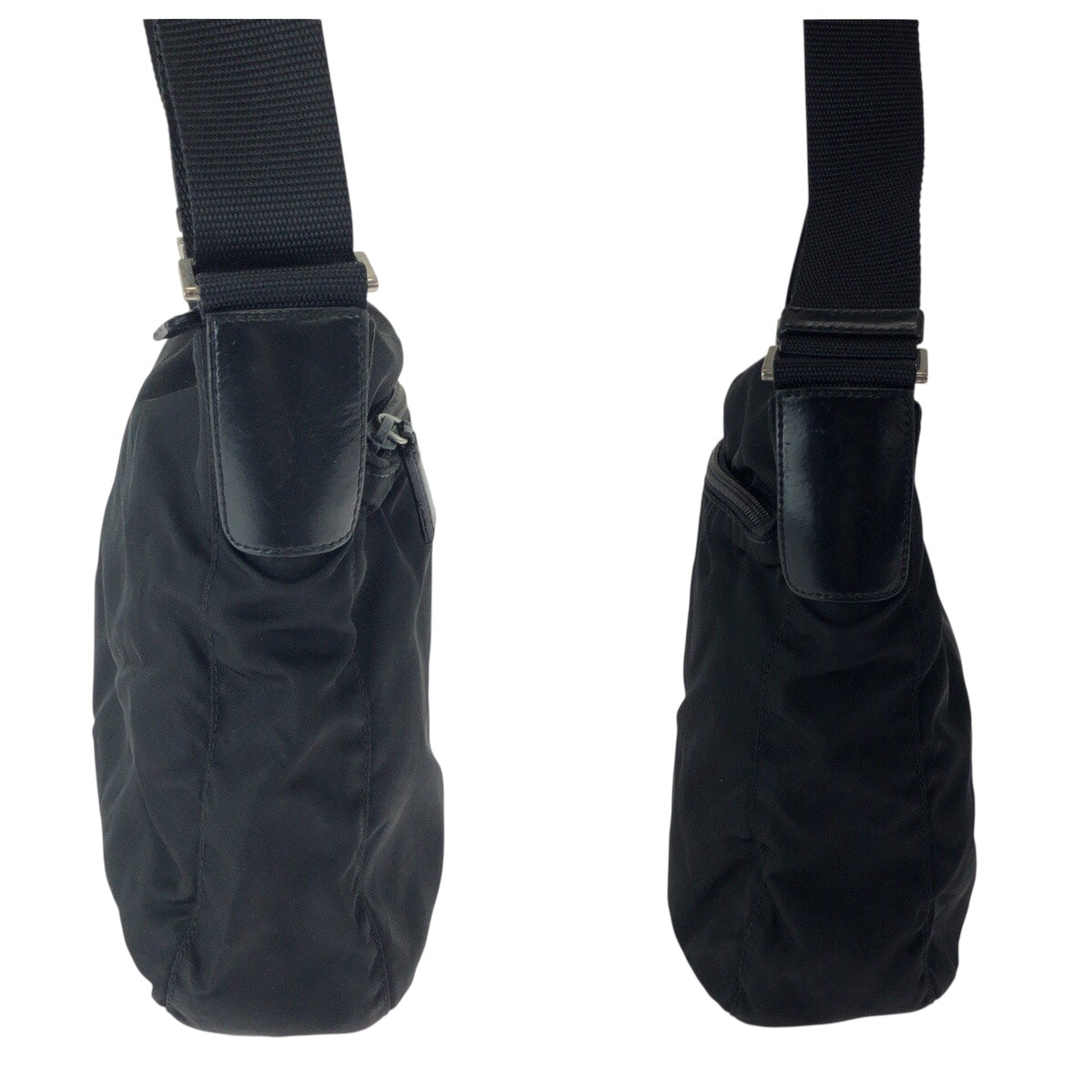 PRADA Shoulder Bag Nylon Black SilverMetal Test Triangle With logo