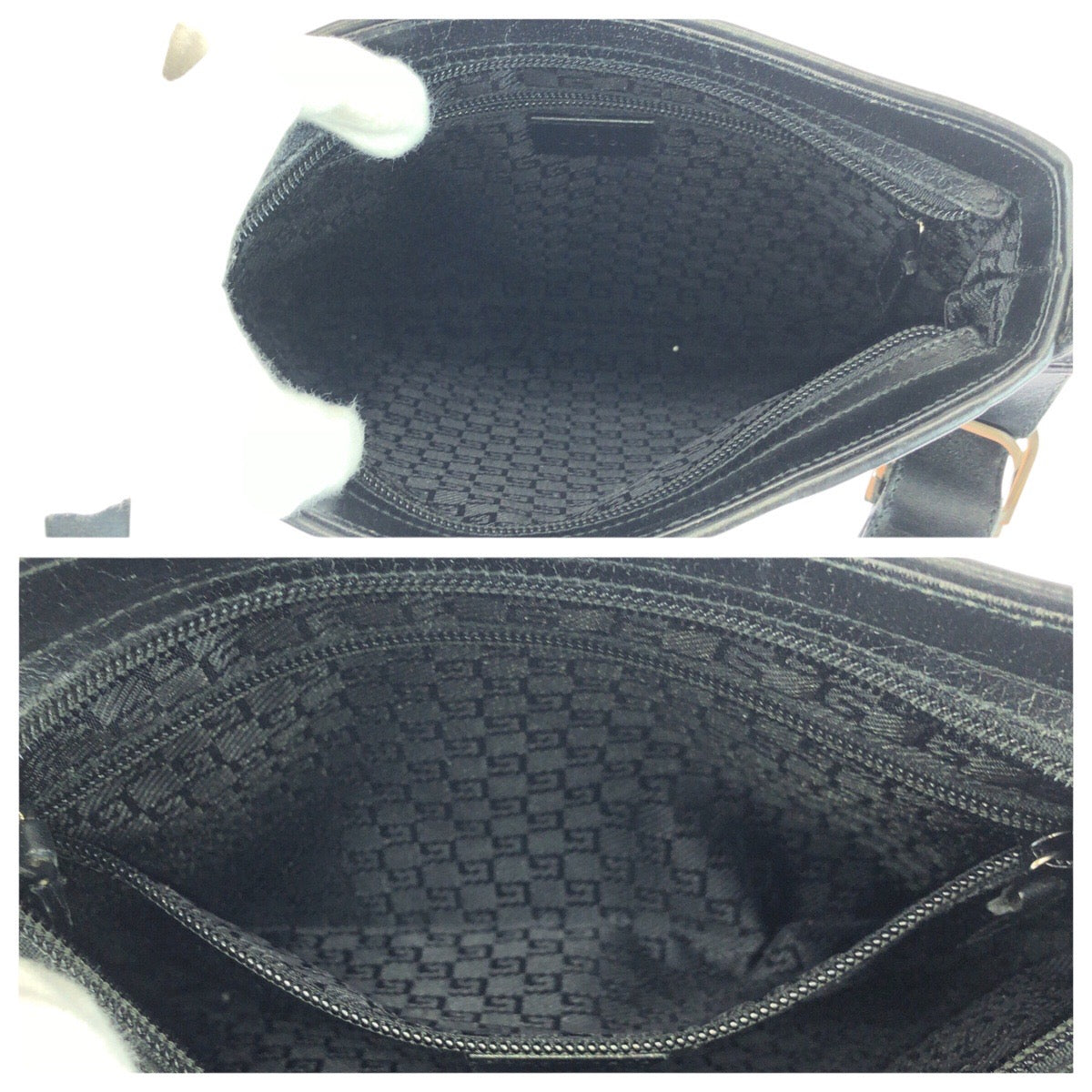 GUCCI Shoulder Bag 019 0422 canvas Black SilverMetal