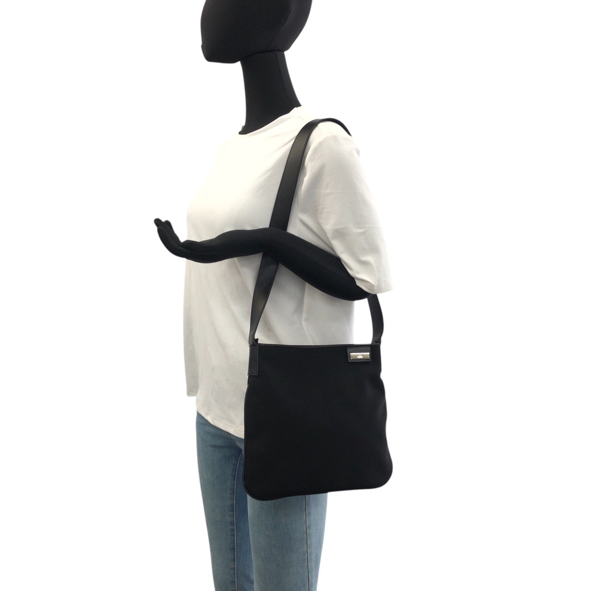 GUCCI Shoulder Bag 019 0422 canvas Black SilverMetal