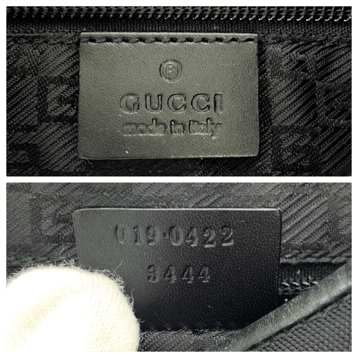 GUCCI Shoulder Bag 019 0422 canvas Black SilverMetal