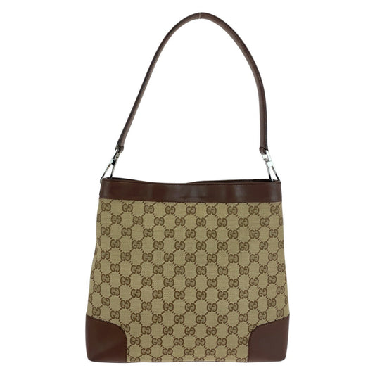 GUCCI Shoulder Bag 33900 GG canvas Brown Silver Metal