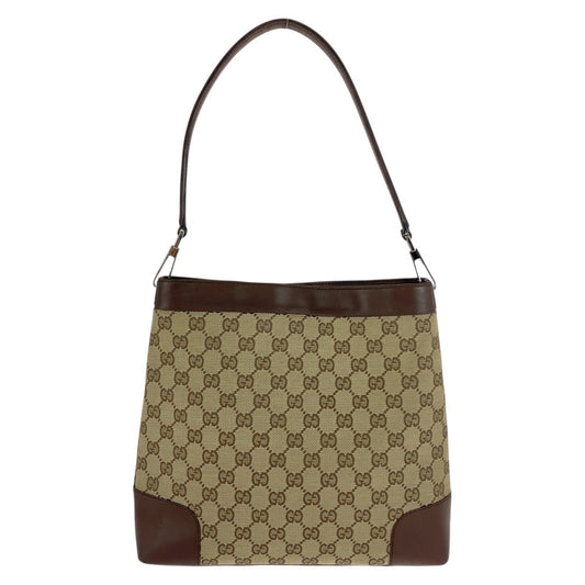 GUCCI Shoulder Bag 33900 GG canvas Brown Silver Metal