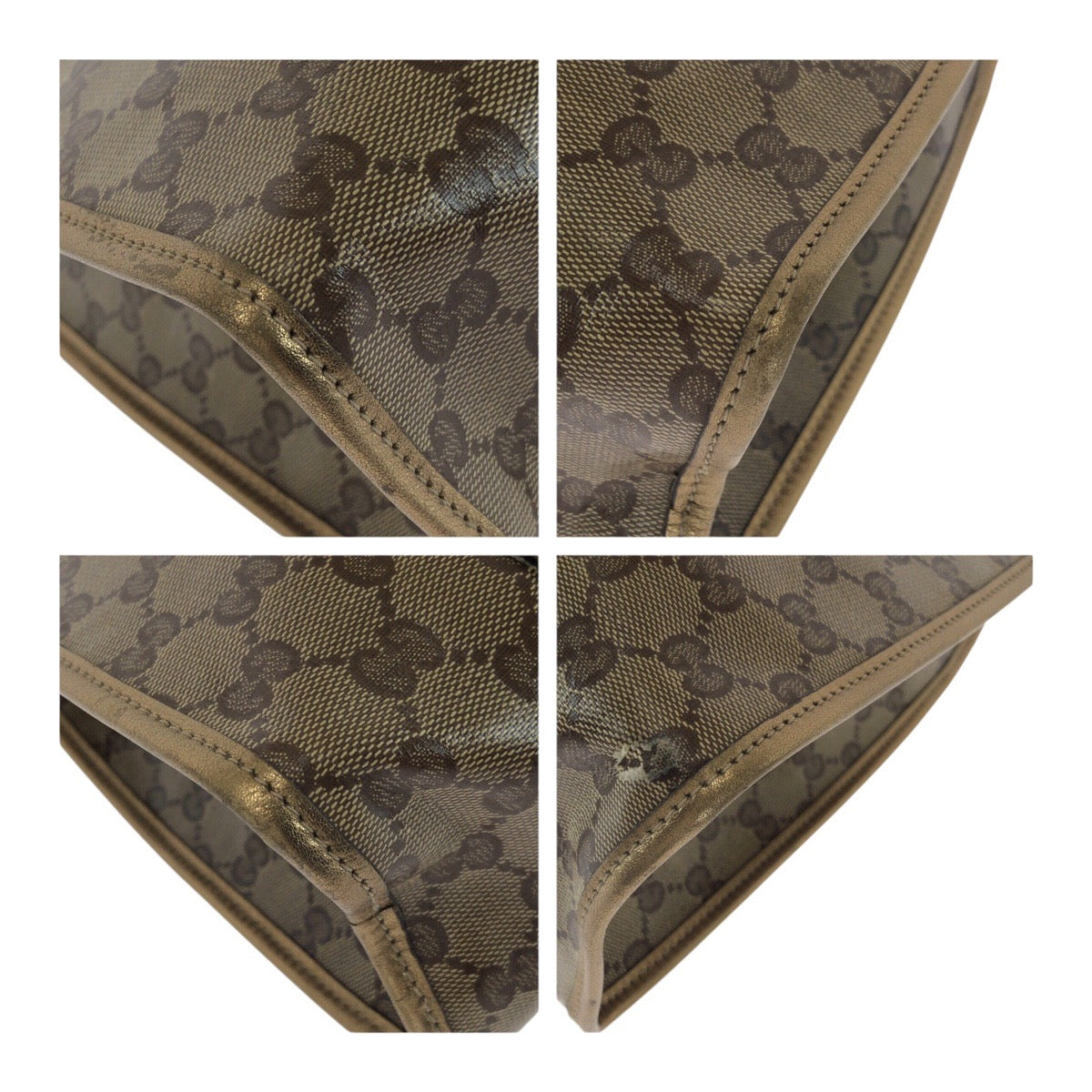 GUCCI Shoulder Bag 203494 GG canvas Gold brown GG crystal