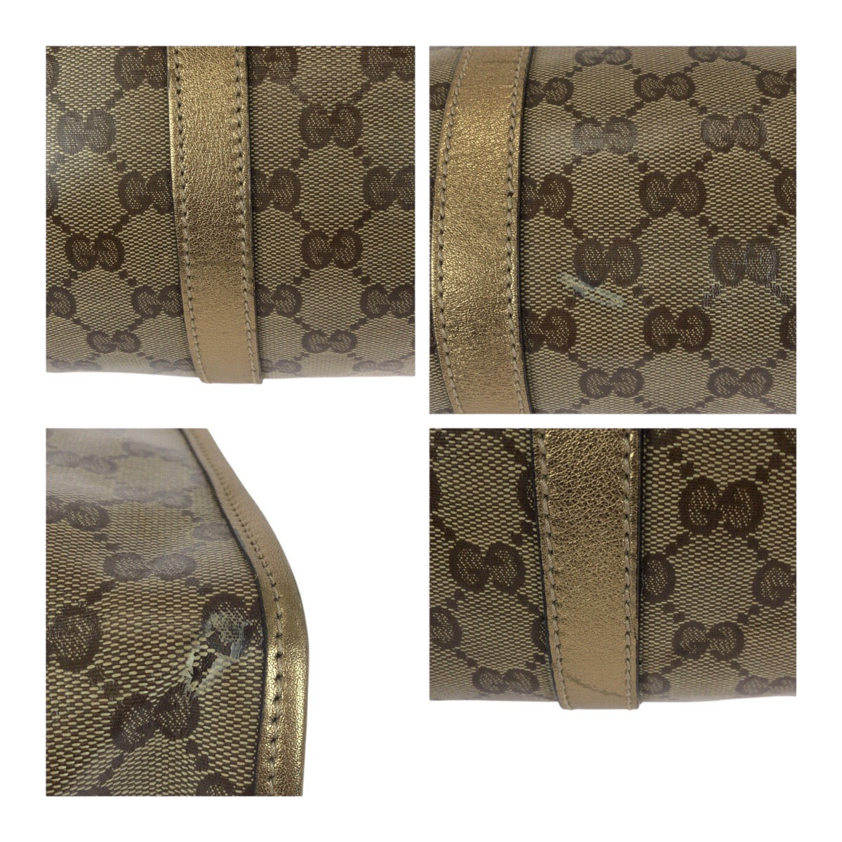 GUCCI Shoulder Bag 203494 GG canvas Gold brown GG crystal