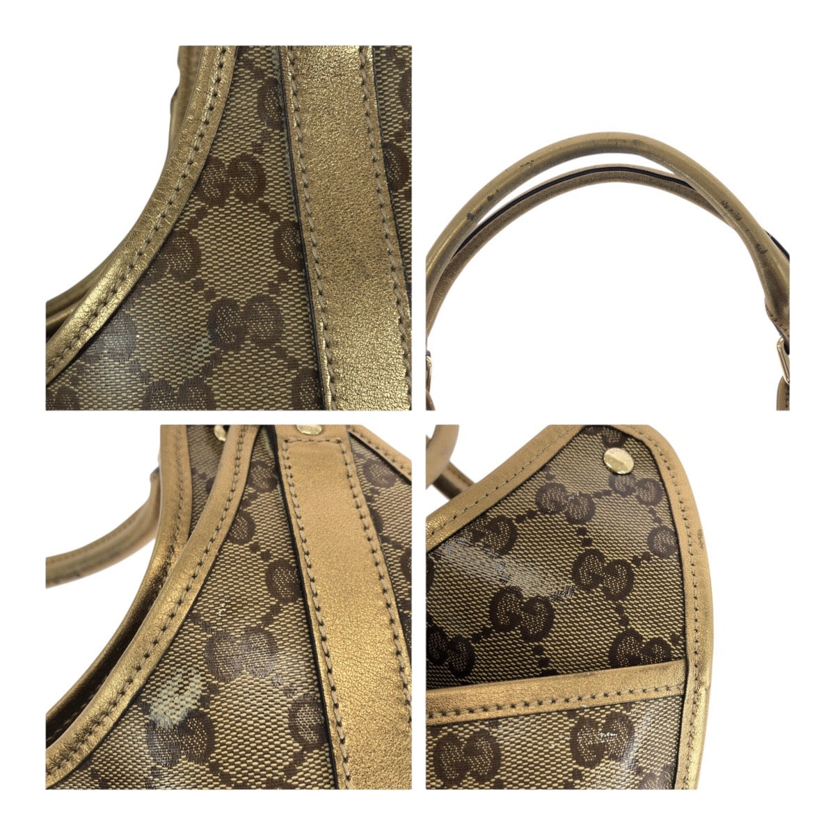 GUCCI Shoulder Bag 203494 GG canvas Gold brown GG crystal