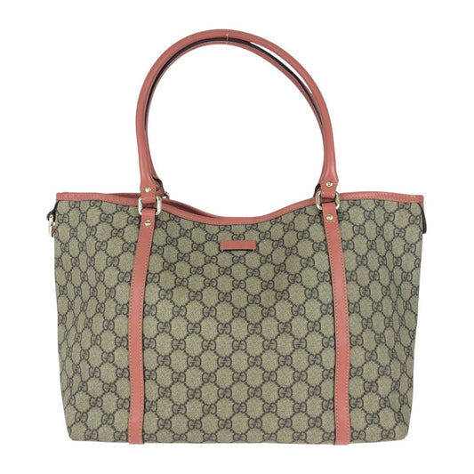 GUCCI Tote Bag 197953 GG Supreme Canvas Pink Gray Gold Metal