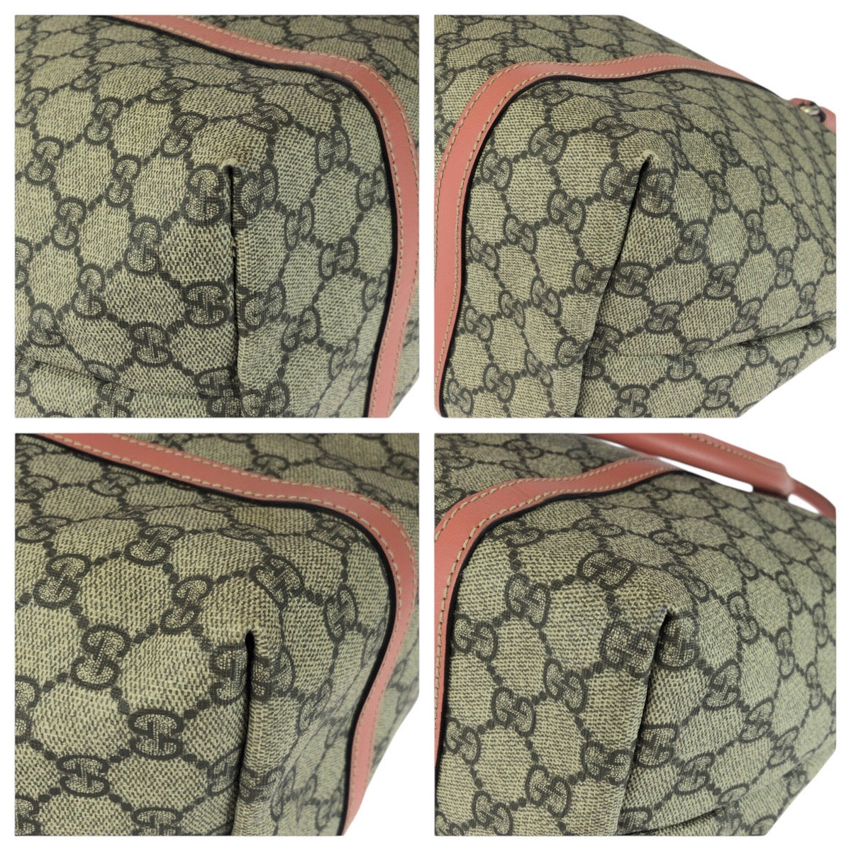 GUCCI Tote Bag 197953 GG Supreme Canvas Pink Gray Gold Metal