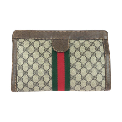 GUCCI Clutch bag 67 014 2125 GG Supreme Canvas Brown gray Old Gucci Shelly Line