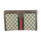 GUCCI Clutch bag 67 014 2125 GG Supreme Canvas Brown gray Old Gucci Shelly Line