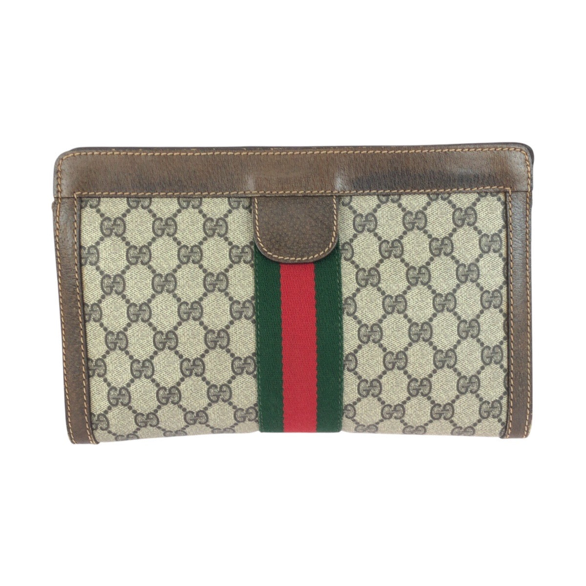 GUCCI Clutch bag 67 014 2125 GG Supreme Canvas Brown gray Old Gucci Shelly Line