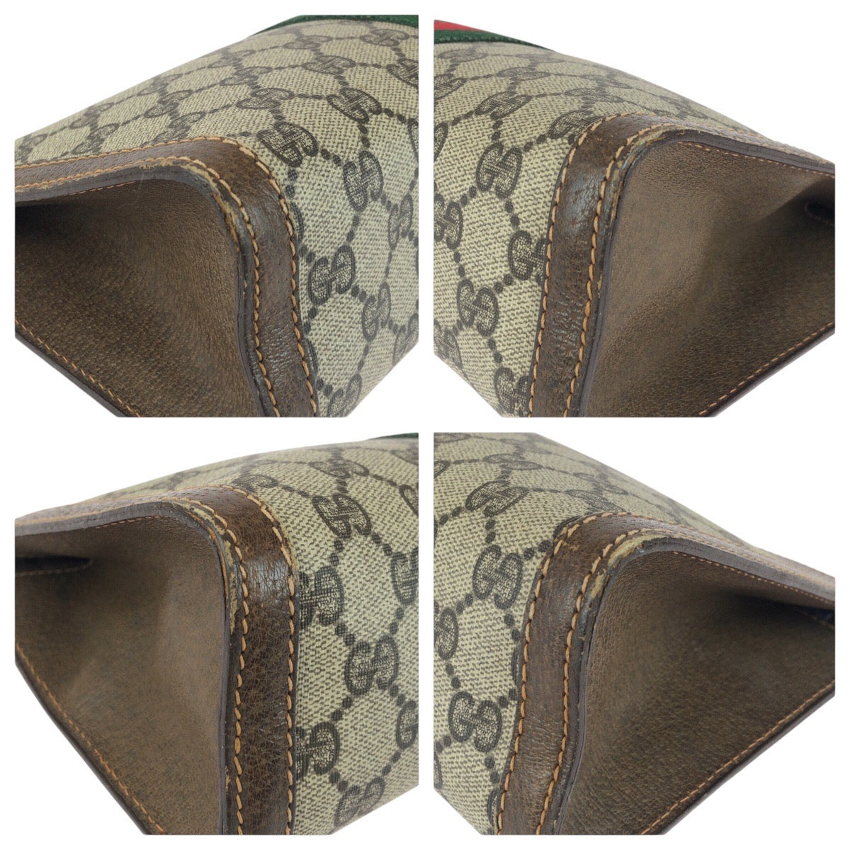 GUCCI Clutch bag 67 014 2125 GG Supreme Canvas Brown gray Old Gucci Shelly Line