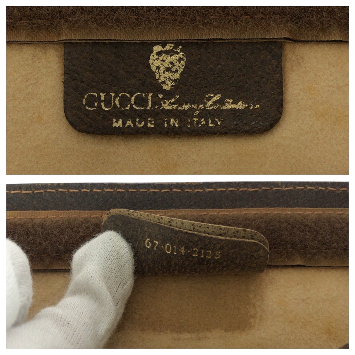 GUCCI Clutch bag 67 014 2125 GG Supreme Canvas Brown gray Old Gucci Shelly Line