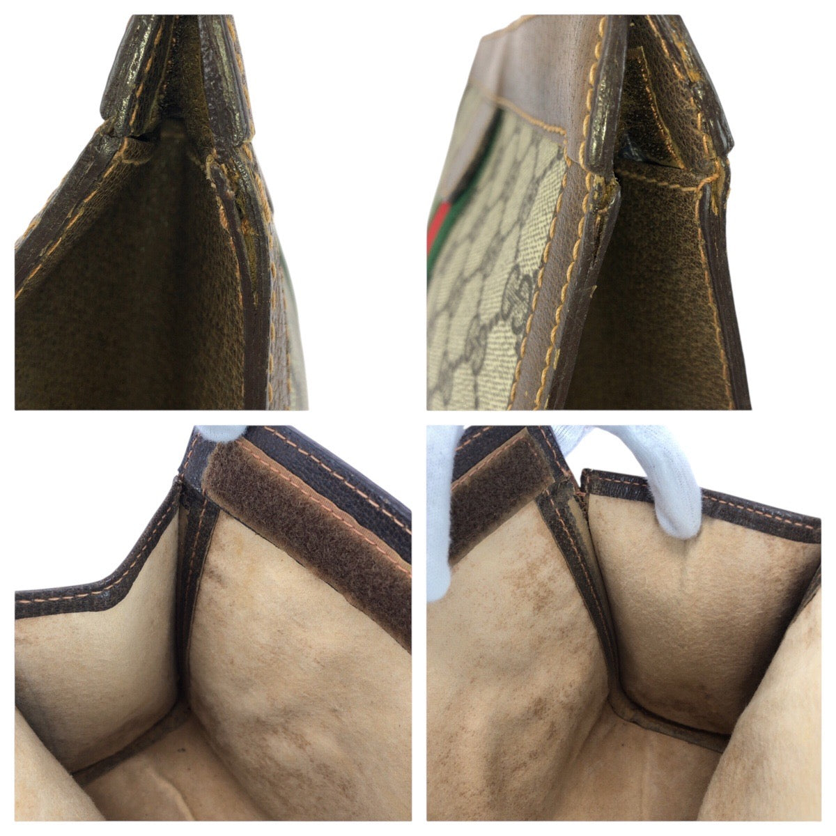 GUCCI Clutch bag 67 014 2125 GG Supreme Canvas Brown gray Old Gucci Shelly Line