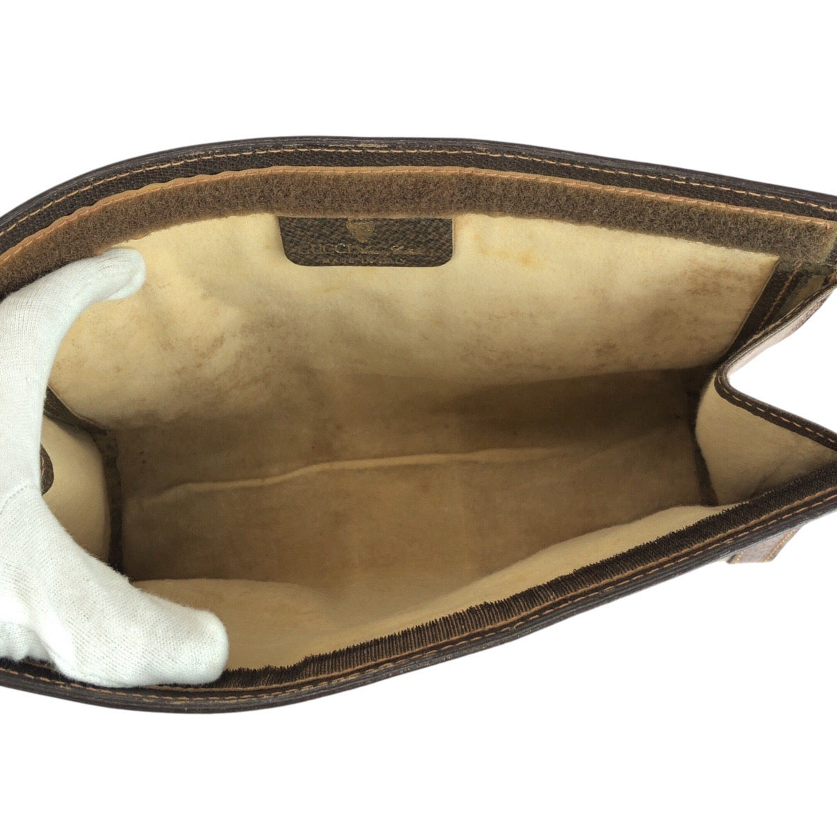 GUCCI Clutch bag 67 014 2125 GG Supreme Canvas Brown gray Old Gucci Shelly Line