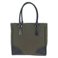 PRADA Tote Bag canvas Khaki Black SilverMetal Triangle With logo