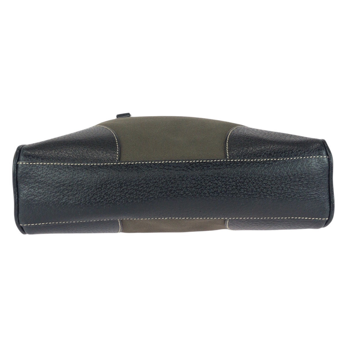 PRADA Tote Bag canvas Khaki Black SilverMetal Triangle With logo