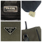 PRADA Tote Bag canvas Khaki Black SilverMetal Triangle With logo