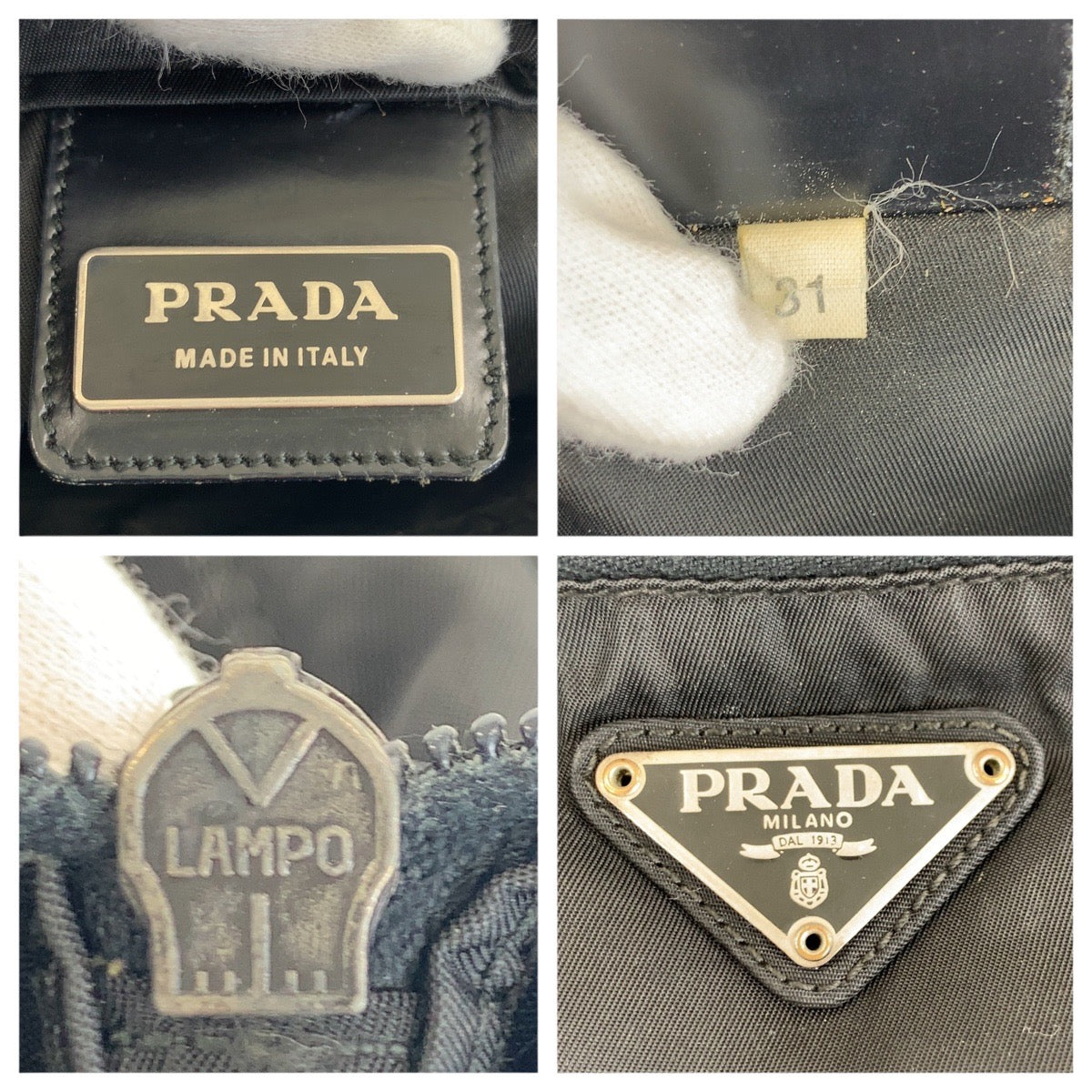 PRADA Shoulder Bag Nylon Black Silver Test Triangle With logo